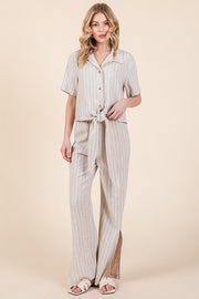 Striped High-Rise Wide-Leg Pants Set | ABJD7512ABJD7513set