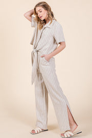 Striped High-Rise Wide-Leg Pants Set | ABJD7512ABJD7513set