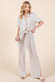 Striped High-Rise Wide-Leg Pants Set | ABJD7512ABJD7513set