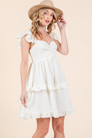 RUFFLE TEIR SMOCKED BODICE MINI DRESS | ABED7501