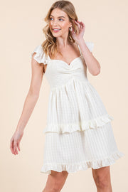 RUFFLE TEIR SMOCKED BODICE MINI DRESS | ABED7501