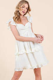 RUFFLE TEIR SMOCKED BODICE MINI DRESS | ABED7501