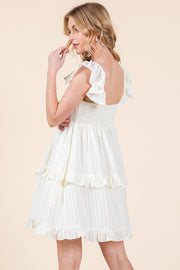 RUFFLE TEIR SMOCKED BODICE MINI DRESS | ABED7501