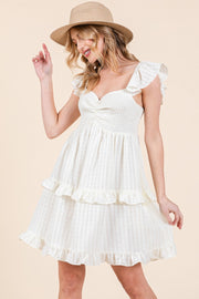 RUFFLE TEIR SMOCKED BODICE MINI DRESS | ABED7501