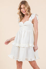 RUFFLE TEIR SMOCKED BODICE MINI DRESS | ABED7501