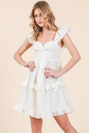 RUFFLE TEIR SMOCKED BODICE MINI DRESS | ABED7501
