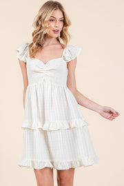 RUFFLE TEIR SMOCKED BODICE MINI DRESS | ABED7501