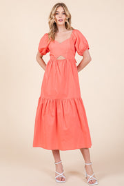Puff Sleeve Midi Dress | ABND0807