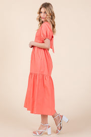 Puff Sleeve Midi Dress | ABND0807