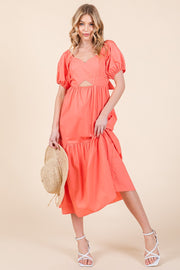 Puff Sleeve Midi Dress | ABND0807