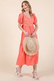 Puff Sleeve Midi Dress | ABND0807