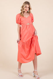 Puff Sleeve Midi Dress | ABND0807