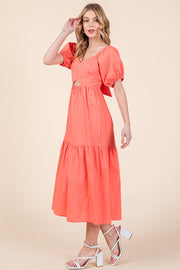 Puff Sleeve Midi Dress | ABND0807
