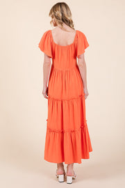 V-neck Short Sleeve Midi Dress | ABSD7502