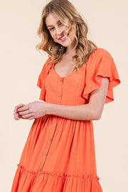 V-neck Short Sleeve Midi Dress | ABSD7502