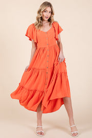 V-neck Short Sleeve Midi Dress | ABSD7502