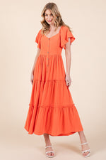Load image into Gallery viewer, V-neck Short Sleeve Midi Dress | ABSD7502
