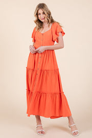 V-neck Short Sleeve Midi Dress | ABSD7502