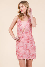 3D Pink Rose Mini Dress | ABND0806