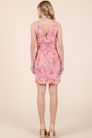 3D Pink Rose Mini Dress | ABND0806