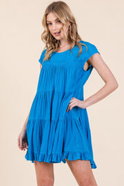 Solid Scoop-Neck Tiered Dress | ABSD7512