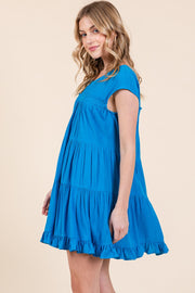 Solid Scoop-Neck Tiered Dress | ABSD7512