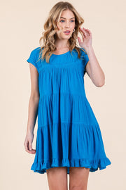 Solid Scoop-Neck Tiered Dress | ABSD7512