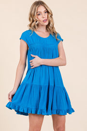 Solid Scoop-Neck Tiered Dress | ABSD7512