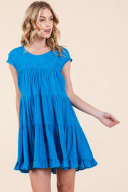 Solid Scoop-Neck Tiered Dress | ABSD7512