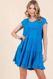 Solid Scoop-Neck Tiered Dress | ABSD7512