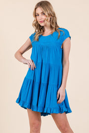Solid Scoop-Neck Tiered Dress | ABSD7512