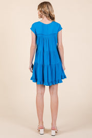 Solid Scoop-Neck Tiered Dress | ABSD7512