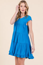 Solid Scoop-Neck Tiered Dress | ABSD7512