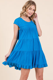 Solid Scoop-Neck Tiered Dress | ABSD7512