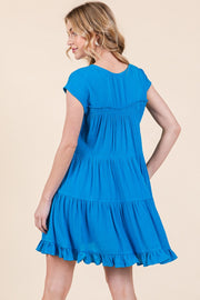 Solid Scoop-Neck Tiered Dress | ABSD7512