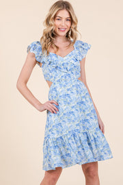 Flutter Sleeve Ruffle Mini Dress | ABND0813