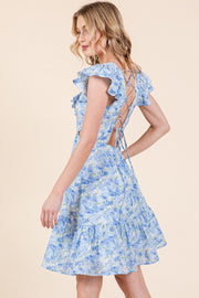 Flutter Sleeve Ruffle Mini Dress | ABND0813