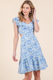 Flutter Sleeve Ruffle Mini Dress | ABND0813