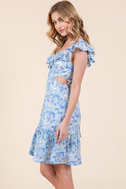 Flutter Sleeve Ruffle Mini Dress | ABND0813