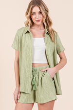 Load image into Gallery viewer, Textured Short Sleeve Shirt&amp; Shorts SET | ABED7506
