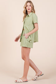 Textured Short Sleeve Shirt& Shorts SET | ABED7506