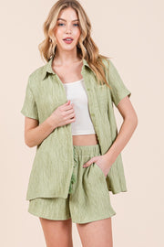 Textured Short Sleeve Shirt& Shorts SET | ABED7506