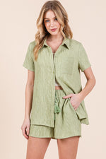 Load image into Gallery viewer, Textured Short Sleeve Shirt&amp; Shorts SET | ABED7506
