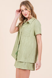 Textured Short Sleeve Shirt& Shorts SET | ABED7506