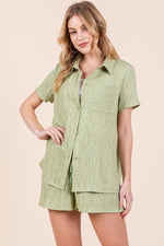 Load image into Gallery viewer, Textured Short Sleeve Shirt&amp; Shorts SET | ABED7506
