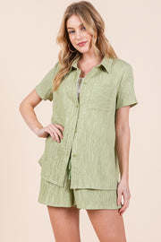 Textured Short Sleeve Shirt& Shorts SET | ABED7506