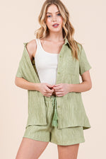 Load image into Gallery viewer, Textured Short Sleeve Shirt&amp; Shorts SET | ABED7506
