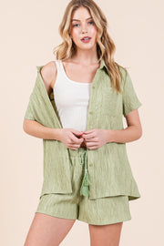 Textured Short Sleeve Shirt& Shorts SET | ABED7506