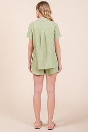 Textured Short Sleeve Shirt& Shorts SET | ABED7506