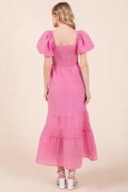 Puff Sleeve Midi Dress | ABED7504